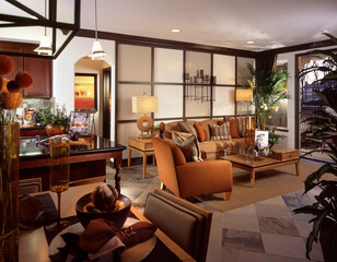 Living room interior design with furniture