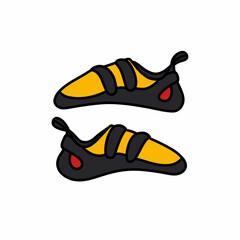 climbing shoes doodle icon, vector color line illustration