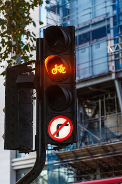 Orange Traffic Warning Light For Bicycles In City