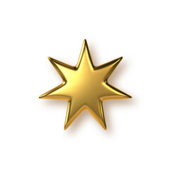 Obraz premium 3d golden metal 7-cornered star. Decorative element for award ceremony, New Year or Christmas holidays. Vector illustration.