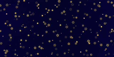 Gold snowflakes holiday seamless pattern.