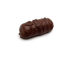 one bar of chocolate candy on a white background