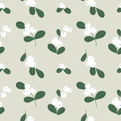 Botanisches nahtloses Muster mit handgezeichneter Schneebeere für Cover, Hintergrund, Geschenkpapier, Druck, Stoff. Thema Gemüse. Vektor.
