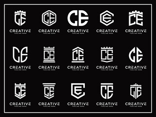 inspiring logo designs for companies from the Set initial letters of the CE logo icon. -Vectors