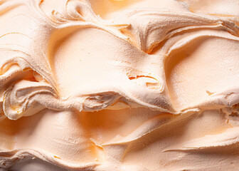Frozen Tangerine flavour gelato - full frame detail. Close up of a orange color surface texture of mandarine Ice cream.