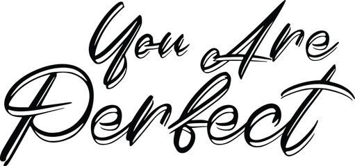 You Are Perfect Typography lettering. Youth slang, idiom. Print for Inspirational Poster, t-shirt, Bag, Cups, Card, Flyer, Sticker, Badge. Cute Funny 
Vector Writing