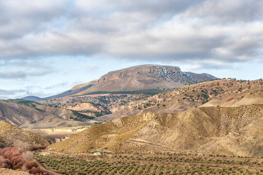 Valley of the Fardes River and the Mencal hill. Landscapes of the interior of Granada - Spain	