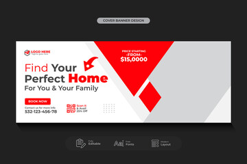 Real estate house property Facebook cover banner template