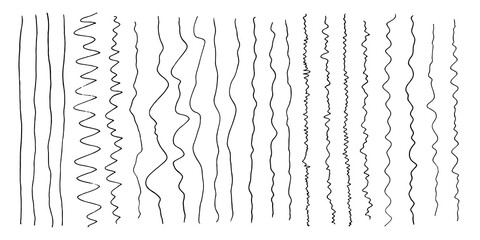 Doodle style hand drawn waves lines vector set