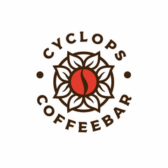 coffee bar logo with bean and leaves premium logo vector