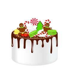 Xmas cake with candies. vector