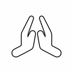 Pray line and glyph icon, religion and prayer, hands praying sign