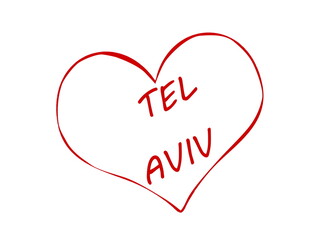 Tel aviv text in the heart