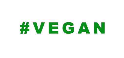 Vegan hashtag word on white