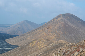 Landscape of hiking route to Fagradalsfjall Volcano eruption Iceland
