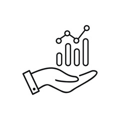Chart Bar Finance and Hand Icon