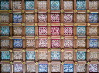 Textur, Kirchen Kasettendecke mit farbigen Quadraten 