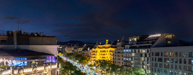 Panoramic View of Downtown Barcelona Architecture From Root Top Bar