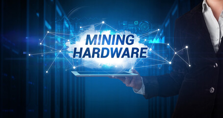 Person holding tablet, technology concept