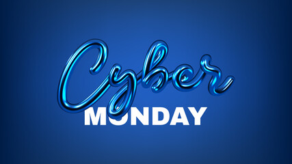 Cyber Monday Sale banner. Realistic 3d lettering. Cyber Monday lettering for decoration promotional discount event. Vector illustration for decoration sale banners, cards, posters, flyers. - obrazy, fototapety, plakaty