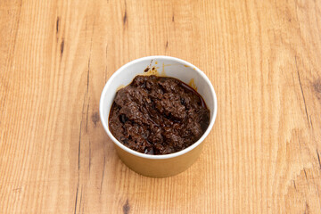 Blood sausage is a sausage made with cooked blood, usually pork, dark mahogany in color. It is usually mixed with pork fat, to increase its volume, such as rice, breadcrumbs or onion.