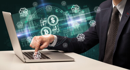 business hand working in stock market