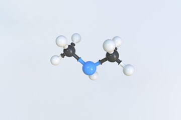 Dimethylamine molecule made with balls, isolated molecular model. 3D rendering