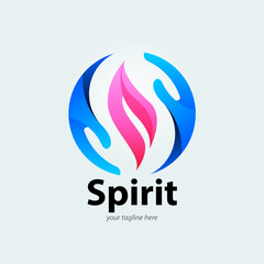 Abstract vector, SPIRIT, hand holding fire as a corporate symbol.