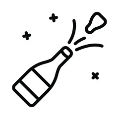 Celebration decorations flat line icon. Champagne symbol. Outline sign for mobile concept and web design, store