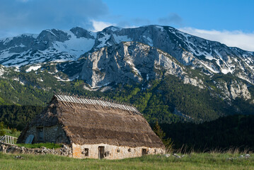 Straw house in mountains 
