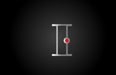 grey red I alphabet letter logo icon design. Creative concept for company and business