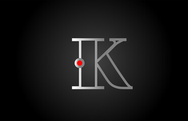 grey red K alphabet letter logo icon design. Creative concept for company and business
