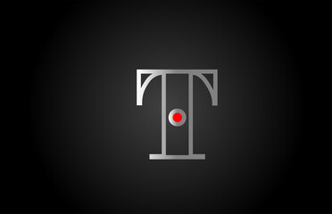 grey red T alphabet letter logo icon design. Creative concept for company and business