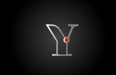 grey red Y alphabet letter logo icon design. Creative concept for company and business
