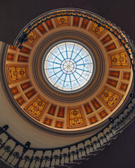 Spiral staircase taken from below in Budapest, Hungary.