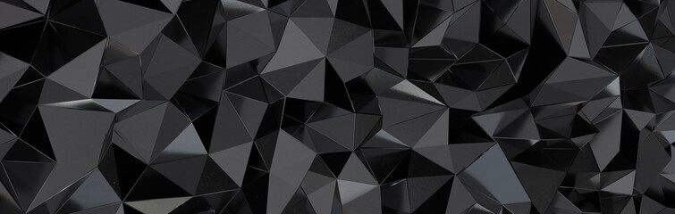 High resolution 3d abstract geometric black background, triangle seamless