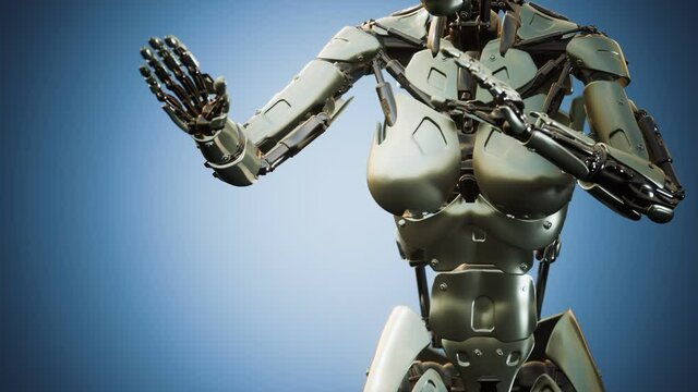 Futuristic humanoid female robot in concept of future