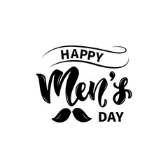 Happy men's day handwritten text isolated on white background. Modern brush calligraphy, hand lettering for International men's day on November 19. Vector illustration for print, poster, greeting card