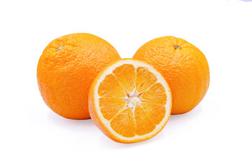 Slice navel seedless orange isolated on white with clipping path