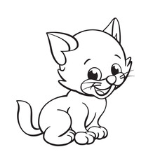 cute cartoon kitten cat coloring book image