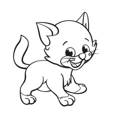 cute cartoon kitten cat coloring book image