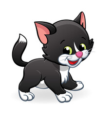 cute smiling cartoon kitten cat character standing