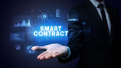 Hand of Businessman holding motivational message