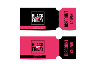 Black Friday tear-off sale flyer in black-white and pink colour banner with text in a square.