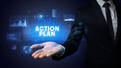 Hand of Businessman holding motivational message