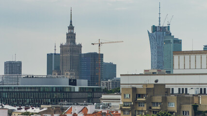 Panorama of Warsaw with the Palace of Culture and Science