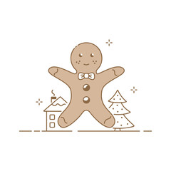 Christmas composition happy gingerbread, Christmas card design