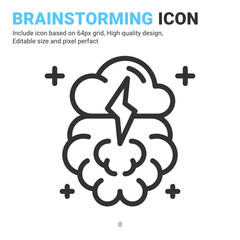 Brainstorming icon vector with outline style isolated on white background. Vector illustration brainstorm sign symbol icon concept for business, finance, industry, company, apps, web and project