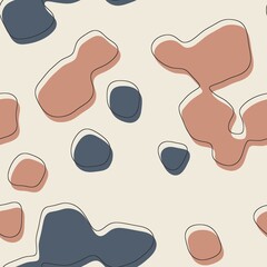 Seamless abstract organic blog shapes in various colors with offset outline surface pattern design for print. High quality illustartion. Funky energetic abstrac aesthetic trendy graphic tile design.