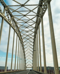 Fototapeta na wymiar Steel road bridge in Rotterdam, Netherlands
